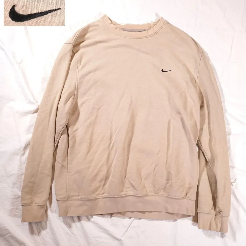 Nike Crewneck Sweatshirt Tan Mini Swoosh Earth Tone Vintage Y2K Medium